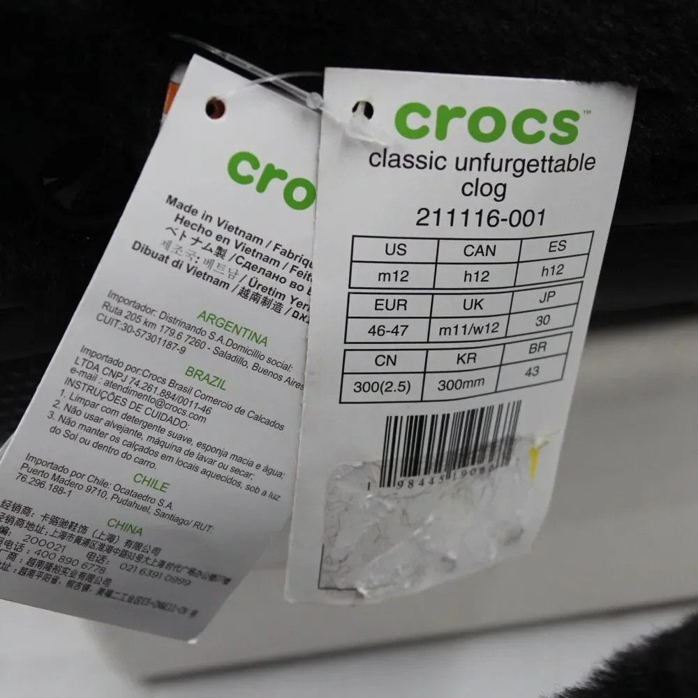 NEW Crocs Classic Unfurgettable Clog Black Men's Size 12 / Women's 14 - NWT